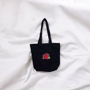 Black Tote Bag with Embroidered Design